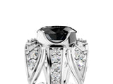 Silver Fancy Black Oval Cut Diamond Pave Art Deco Split Shank Ring with Four-Prong Setting_11