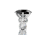 Silver Fancy Black Oval Cut Diamond Side Stone Engagement Ring with Four-Prong Setting_5
