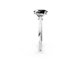 Silver Fancy Black Oval Cut Diamond Solitaire Engagement Ring with Classic Band and Four-Prong Setting_14