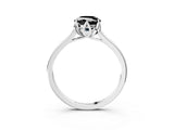 Silver Fancy Black Oval Cut Diamond Solitaire Ring with Flower Prong Setting and Classic Band_15