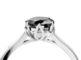 Silver Fancy Black Oval Cut Diamond Solitaire Ring with Flower Prong Setting and Classic Band_16