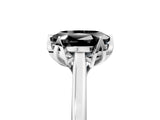 Silver Fancy Black Oval Cut Diamond Solitaire Ring with Flower Prong Setting and Classic Band_17