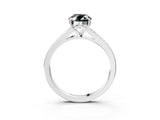 Silver Fancy Black Oval Cut Diamond Solitaire Ring with Pavé Band and Prong Setting_15