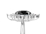 Silver Fancy Black Oval Cut Halo Diamond Cluster Ring with Marquise and Round Stones on a White Gold Band with Prong Setting_5