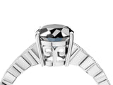 Silver Fancy Black Oval Cut Solitaire Diamond Ring with Infinity Twist Band and Four-Prong Setting_10