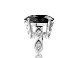 Silver Fancy Black Oval Cut Solitaire Diamond Ring with Infinity Twist Band and Four-Prong Setting_11