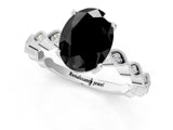 Silver Fancy Black Oval Cut Solitaire Diamond Ring with Infinity Twist Band and Four-Prong Setting_7