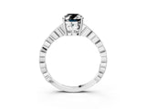 Silver Fancy Black Oval Cut Solitaire Diamond Ring with Infinity Twist Band and Four-Prong Setting_9