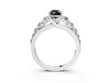 Silver Fancy Black Pear Cut Brilliant Diamond Pavé Band with Six-Prong Setting_26