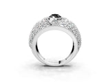 Silver Fancy Black Pear Cut Brilliant Halo Pave Diamond Milgrain Ring_9