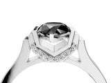 Silver Fancy Black Pear Cut Brilliant Solitaire Diamond Ring with Channel Set Band and Bar Prong Setting_10