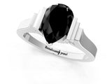Silver Fancy Black Pear Cut Brilliant Solitaire Diamond Ring with Channel Set Band and Bar Prong Setting_7