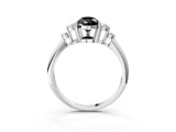 Silver Fancy Black Pear Cut Cut Diamond Cluster Ring with Solitaire Band and Four-Prong Setting_22