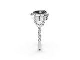 Silver Fancy Black Pear Cut Cut Diamond Halo Engagement Ring with Open Split Pavé Band_8