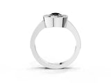 Silver Fancy Black Pear Cut-Cut Diamond Halo Engagement Ring with Pave Band and Prong Setting_9