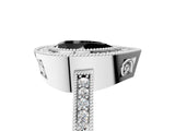 Silver Fancy Black Pear Cut Cut Halo Pavé Diamond Ring_11