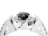 Silver Fancy Black Pear Cut Cut Halo Split Shank Prong Set Ring_10