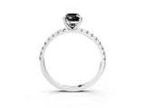 Silver Fancy Black Pear Cut Diamond Brilliant Solitaire Ring with Pavé Band and Four-Prong Setting_51