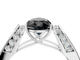 Silver Fancy Black Pear Cut Diamond Channel Set Solitaire Ring with Four-Prong Setting_22
