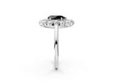 Silver Fancy Black Pear Cut Diamond Floral Double Halo Engagement Ring with Prong Setting_44