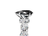 Silver Fancy Black Pear Cut Diamond Side Stone Engagement Ring with Four-Prong Setting_5