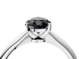 Silver Fancy Black Pear Cut Diamond Solitaire Engagement Ring with Classic Band and Four-Prong Setting_16