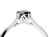 Silver Fancy Black Pear Cut Diamond Solitaire Ring with Flower Prong Setting and Classic Band_16