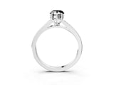 Silver Fancy Black Pear Cut Diamond Solitaire Ring with Pavé Band and Prong Setting_15
