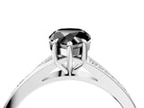 Silver Fancy Black Pear Cut Diamond Solitaire Ring with Pavé Band and Prong Setting_16