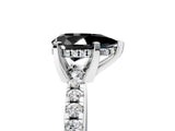 Silver Fancy Black Pear Cut Diamond Solitaire Ring with Round  Pavé Band and Four-Prong Setting_41