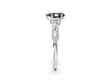 Silver Fancy Black Pear Cut Diamond Three-Stone Ring with Prong Setting and Pavé Band_14