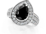 Silver Fancy Black Pear Cut Halo Diamond Engagement Ring with Pave Split Shank and Four-Prong Setting_37