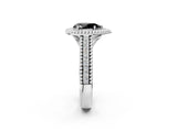 Silver Fancy Black Pear Cut Halo Diamond Ring with Beaded Split Shank and Four-Prong Setting_8