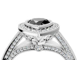 Silver Fancy Black Pear Cut Halo Diamond Split Shank Pave Ring_10