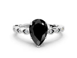Silver Fancy Black Pear Cut Solitaire Diamond Ring with Infinity Twist Band and Four-Prong Setting_6