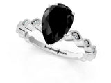 Silver Fancy Black Pear Cut Solitaire Diamond Ring with Infinity Twist Band and Four-Prong Setting_7
