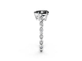 Silver Fancy Black Pear Cut Solitaire Diamond Ring with Infinity Twist Band and Four-Prong Setting_8