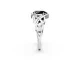 Silver Fancy Black Pear Cut Solitaire Intertwined Band Prong Setting Ring_8