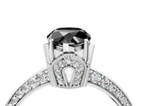 Silver Fancy Black Pear Cut Solitaire Split Shank Pave Diamond Engagement Ring with Four-Prong Setting_10