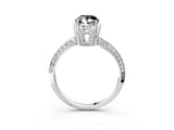 Silver Fancy Black Pear Cut Solitaire Split Shank Pave Diamond Engagement Ring with Four-Prong Setting_9