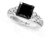 Silver Fancy Black Princess Cut Brilliant Diamond Pavé Band with Six-Prong Setting_19
