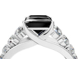 Silver Fancy Black Princess Cut Brilliant Diamond Pavé Band with Six-Prong Setting_22
