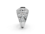 Silver Fancy Black Princess Cut Brilliant Halo Pave Diamond Milgrain Ring_8