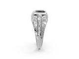 Silver Fancy Black Princess Cut Brilliant Milgrain Filigree Diamond Ring with Square Prong Setting_14