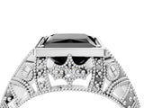 Silver Fancy Black Princess Cut Brilliant Milgrain Filigree Diamond Ring with Square Prong Setting_16