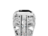 Silver Fancy Black Princess Cut Brilliant Milgrain Filigree Diamond Ring with Square Prong Setting_17