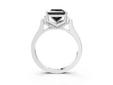 Silver Fancy Black Princess Cut Brilliant Solitaire Diamond Ring with Channel Set Band and Bar Prong Setting_9