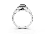 Silver Fancy Black Princess Cut Cut Diamond Halo Engagement Ring with Open Split Pavé Band_9