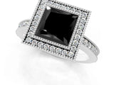 Silver Fancy Black Princess Cut Cut Halo Pavé Diamond Ring_13