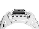 Silver Fancy Black Princess Cut Cut Halo Split Shank Prong Set Ring_10